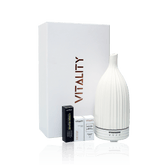 Aroma Ceramic Gift Set Striped White with diffuser and oils in magnetic box